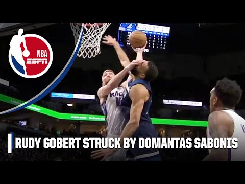 Rudy Gobert slapped in the face by Domantas Sabonis, offensive foul overturned | NBA on ESPN video clip