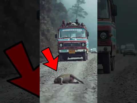🐒The clever monkey pretended to faint and saved the passengers in the car #monkey  #rescue