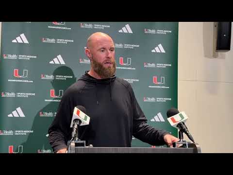Miami Hurricanes defensive coordinator Corey Hetherman Oct. 27