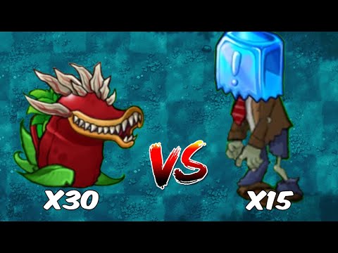 PVZ Fusion Challenge - Plants x30 Vs 15 Diamond Box Head Zombies - who will win?