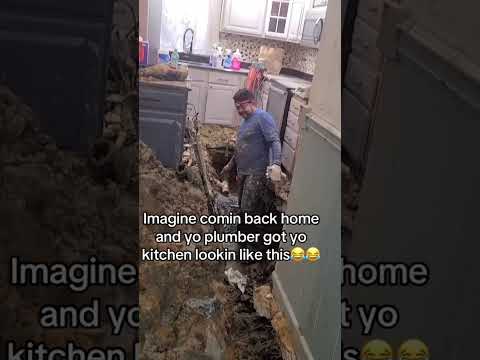 Imagine comin back home and yo plumber got yo kitchen lookin like this #funny #memes
