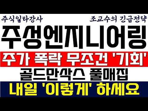 [주성엔지니어링 <strong>주가</strong> 조교수] <strong>주가</strong> 폭락 무조건 '기회' 골드만삭스 풀매집! 내일  '이렇게' 하세요