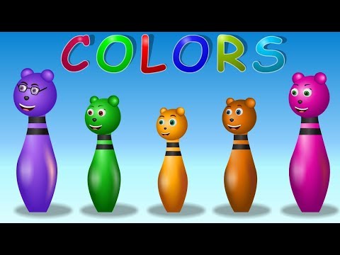 Cute Bear Family | Learn Colors with Bowling | Nursery Rhymes For Kids