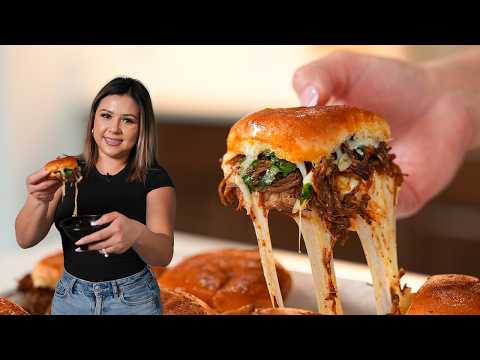 The Perfect Way To Use Leftover Birria | Cheesy Birria Sliders | Cooking Con Claudia