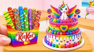 So Pretty Rainbow Unicorn Cake with KITKAT Snack 💗 Top Miniature Rainbow Chocolate Cake Recipe 🌈
