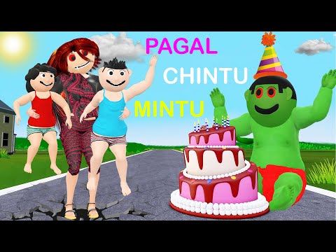 Pagal Chintu Mintu Cartoon | Chintu Wala Birthday Cake Wala Cartoon Video | Bittu Sittu 123 Toons