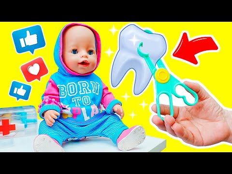 Baby Born Emily a mal aux dents ! Chez le dentiste 🦷 Jeux de nounou pour enfants