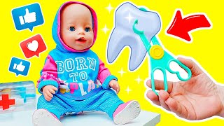 Baby Born Emily a mal aux dents ! Chez le dentiste 🦷 Jeux de nounou pour enfants