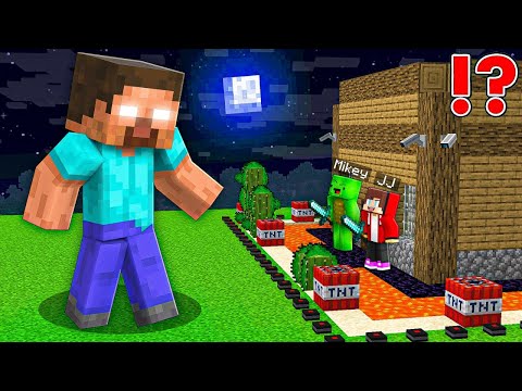 GIANT HEROBRINE vs Security House Survival Battle in Minecraft Challenge - Maizen JJ and Mikey