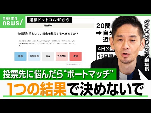 【参院選】投票先に悩んだら“ボートマッチ” 賢く利用するコツは？神庭亮介「ハマりがちな2つの落とし穴が…」｜アベヒル