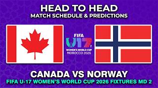 Canada vs Norway FIFA U17 Women's World Cup 2026 Date, Fixtures & Predictions