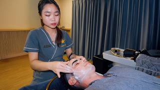 ASMR: Try Not To Fall Asleep - Lao Head Water Massage with Facial