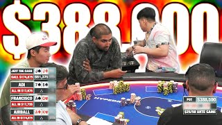 4-Way All In Causes $388K Pot in a $25/$50 Game!