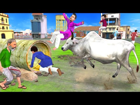 घमंडी बैल Ghamandi Bail Attack on Hafta Wala Hindi Kahaniya Hindi Moral Stories Funny Comedy Video