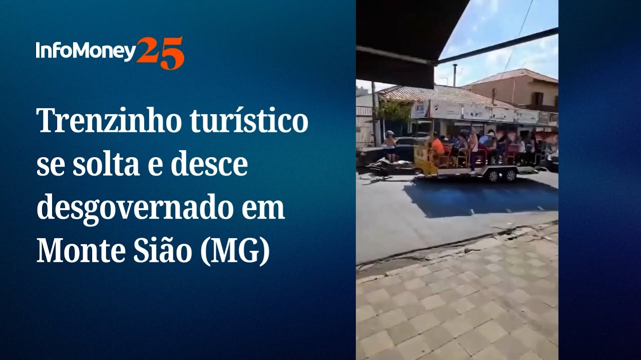 Trenzinho turístico de solta de veículo que o puxava e desce desgovernado em Monte Sião MG