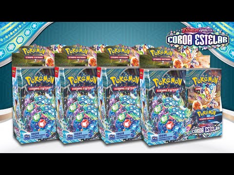 NOVA COLEÇÃO COROA ESTELAR, Abri 4x Booster Box com 144 pacotinhos de Carta Pokémon!