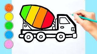 Cara menggambar truk molen yang mudah || gambar truk pengaduk langkah demi langkah