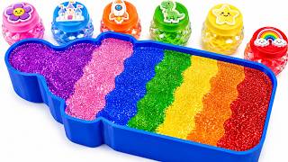 Satisfying Video l Mixing All My Slime Smoothie In Rainbow Milk Bottle Bath Cutting ASMR