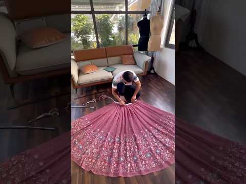Lehenga Making Process || Peach color Sequence Embroidery work Designer Lehenga choli #lehengas