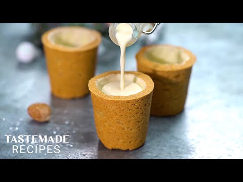 How To Make Spiked Homemade Eggnog in Gingerbread Cookie Shots | Tastemade