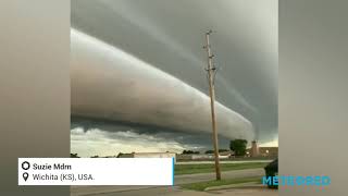 Espectacular shelf cloud en Kansas, Estados Unidos.