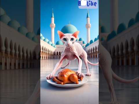 A🍗😿 poor cat took trouble from her life because of kids and Even did not😭 #ai #cat#mosque