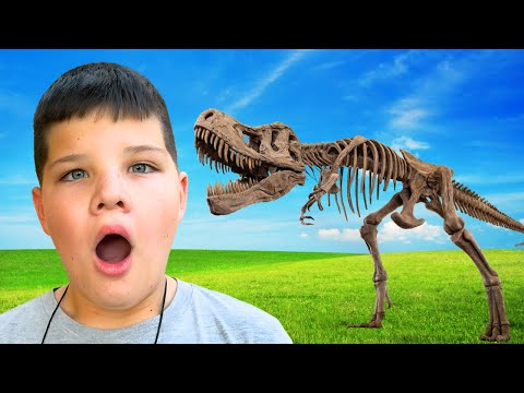 🦴 Digging FoR DINO BONES! Caleb & Dad Dig for DINOSAUR Bones and Find a T-REX! PRETEND PLAY FUN!