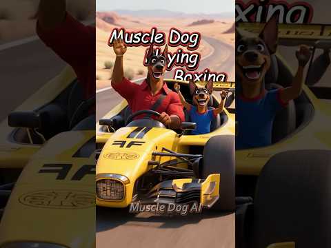 🤣😱 Cute puppies just want to drive a racing car, but mom and dad....#dog #puppy #aidog #aicat #cat