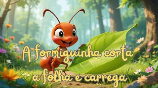 A formiguinha corta a folha e carrega