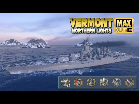Battleship Vermont  devastating on Northern Lights   World of Warships