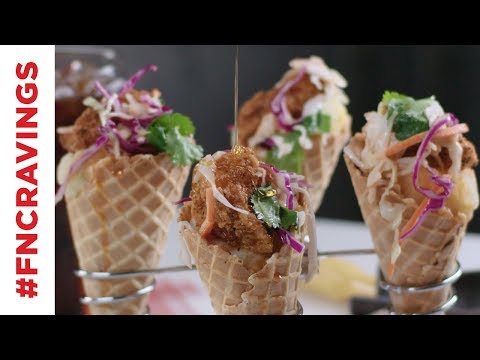 Fried Chicken and Mashed Potato-Stuffed Waffle Cone 😋 | Food Network