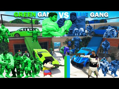 Shinchan Green Gang VS Franklin Blue Gang Kill  Granny In GTA 5