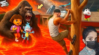 King Kong Saved Franklin & Shinchan From Lava Tsunami | Dorabuji &Ironman - GTA 5