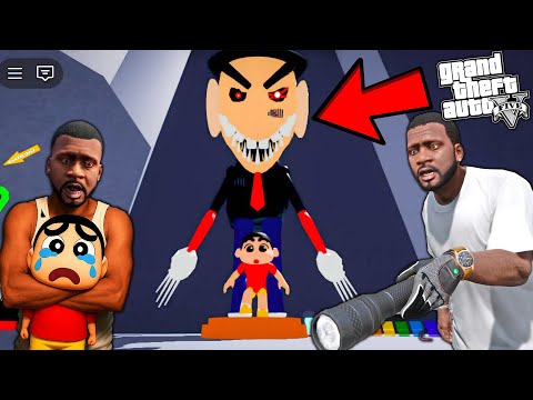 GTA V : Shinchan & Franklin ESCAPE FROM Ghost Grandpa Prison House | Horror Game Gta 5 Telugu