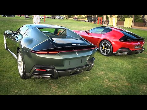 $400,000 Ferrari 12Cilindri Engine start and driving at Car Week 2024