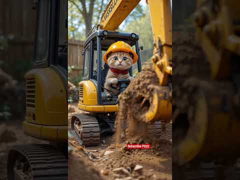 Cute Cat Driving Excavator ❤️🥰 #cats #catvideos #catlovers #meow #catshorts #shorts #virals