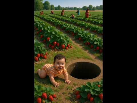 Cute baby falls into a pit and is saved by the rescue team 😭 #ai #baby #cutebaby #team