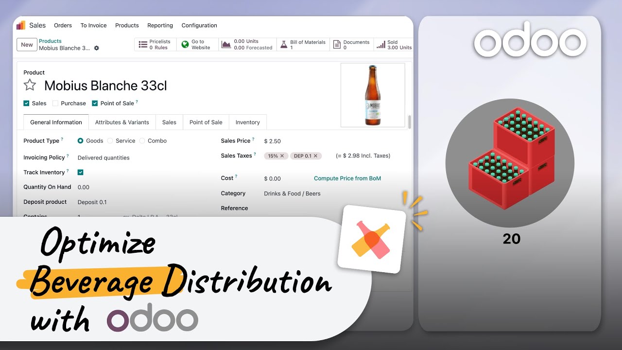 The Best Software for Beverage Distributors: Odoo | 18.03.2025

Managing a beverage distribution business has never been easier with Odoo. From automated inventory tracking to seamless ...