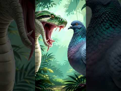 The big pigeon go to big snake jungle but snake try to eat pigeon #ai #snake #pigeon #shorts #short