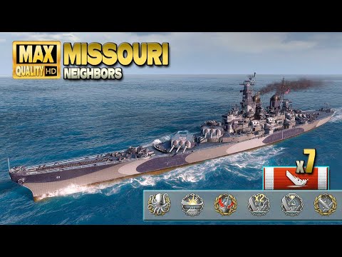 Battleship Missouri dominates on map Neighbors   World of Warships