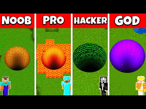 Minecraft Tunnel Pit House Build Challenge - Noob vs Pro vs Hacker vs God Animation