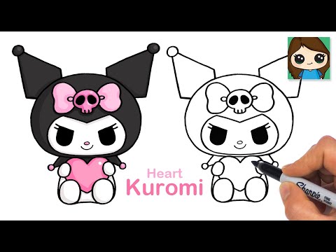 How to Draw Kuromi Holding a Heart ❤️ Sanrio