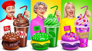 Eu vs Minha Vó No Culinária Grimace Shake Desafio | Batalha Comestível por Mega DO Challenge