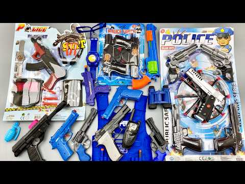 Police Toy Gun Arsenal Unboxed! Glock 17, Silver Desert Eagle, AK-47, Binoculars, Revolvers!