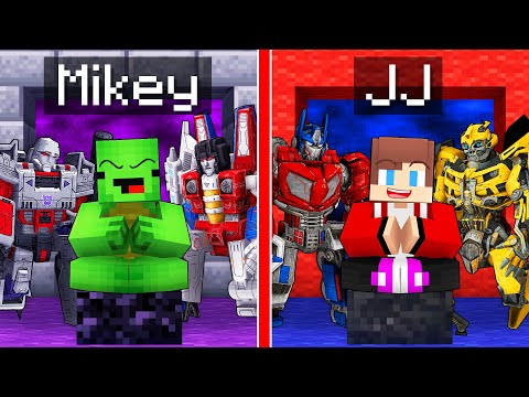 JJ's AUTOBOTS King vs Mikey's DECEPTICONS King Survive Battle in Minecraft - Maizen