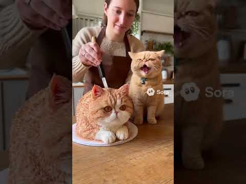 Gatto taglio torta #gatto #torta #taglio #garfield #paura #cucciolo