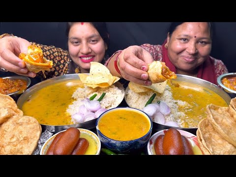 Eating😋Dal Chawal,Dum Aloo,Papad,Gulab Jamun l Veg food challenge I Eating Challenge I Foodie gd