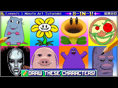 Lumpy's 1 MINUTE Art Tutorials! ✏️ Draw These Characters! (8-in-1 Compilation)