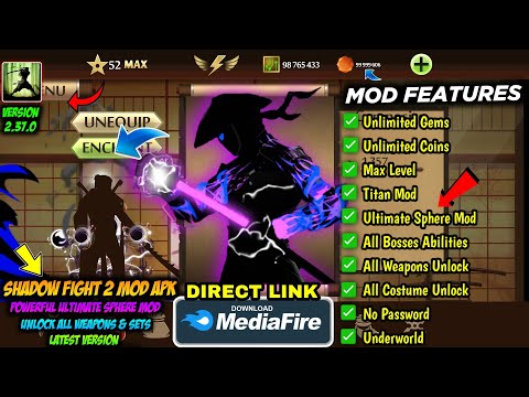 shadow fight 2 mod apk max level 52 unlimited money latest version media fire - Ultimate Sphere Mod