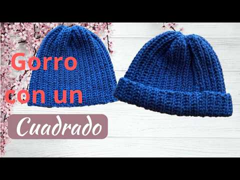 😍Gorro con un CUADRADO 😮 Tejido a Crochet. Paso a Paso, un solo Ovillo. 🌟PRINCIPIANTES🌟